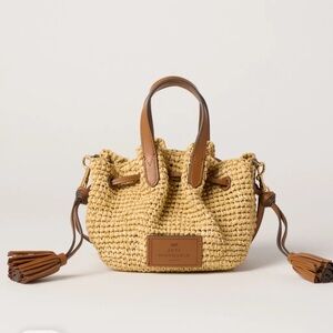 Anya Hindmarch Cream and Brown Mini Bag with Leather Accents